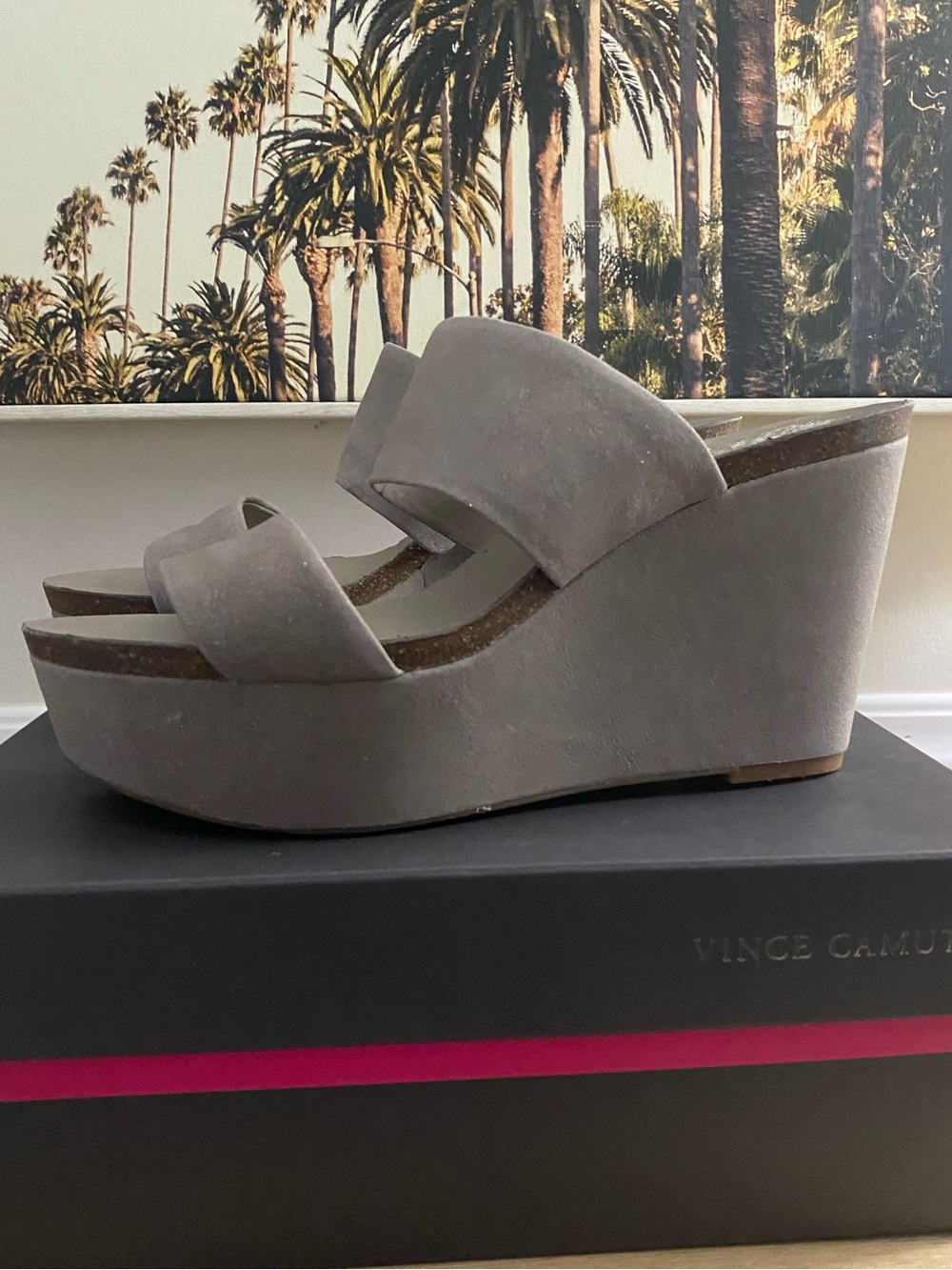 Vince Camuto Gray Suede Wedges